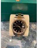 ROLEX OYSTER PERPETUAL DATE HALF 18K YELLOW GOLD REF 15053 35MM AUTOMATIC YEAR 1990 WATCH (JUST SERVICED)