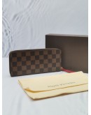 LOUIS VUITTON BROWN DAMIER EBENE CANVAS CLEMENCE ZIP AROUND WALLET -FULL SET-