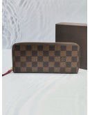 LOUIS VUITTON BROWN DAMIER EBENE CANVAS CLEMENCE ZIP AROUND WALLET -FULL SET-