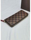 LOUIS VUITTON BROWN DAMIER EBENE CANVAS CLEMENCE ZIP AROUND WALLET -FULL SET-