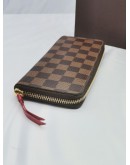 LOUIS VUITTON BROWN DAMIER EBENE CANVAS CLEMENCE ZIP AROUND WALLET -FULL SET-