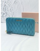 MIU MIU MARINE BLUE MATELASSE NAPPA LEATHER LONG WALLET 