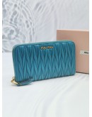 MIU MIU MARINE BLUE MATELASSE NAPPA LEATHER LONG WALLET 