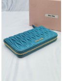 MIU MIU MARINE BLUE MATELASSE NAPPA LEATHER LONG WALLET 