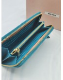 MIU MIU MARINE BLUE MATELASSE NAPPA LEATHER LONG WALLET 