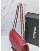 CHANEL JUMBO CLASSIC DOUBLE FLAP RED CAVIAR LEATHER SILVER HARDWARE CHAIN BAG -FULL SET-