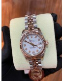 ROLEX OYSTER PERPETUAL LADY DATEJUST HALF 750 EVEROSE GOLD DIAMOND DIAL REF 179171 26MM AUTOMATIC YEAR 2014 WATCH -FULL SET-