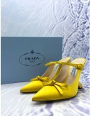 (BRAND NEW) PRADA MULES & CLOGS IN YELLOW HIGH HEEL SHOES SIZE 36.5 -FULL SET -
