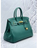 HERMES BIRKIN 35 VELVET GREEN TOGO LEATHER YEAR 2015 -FULL SET-