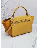 CELINE MUSTARD YELLOW LEATHER AND SUEDE TRAPEZE MEDIUM HANDLE BAG WITH STRAP 