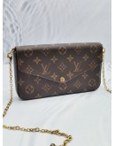 LOUIS VUITTON FELICIE POCHETTE MONOGRAM CANVAS WITH MAROON INNER FLAP CHAIN SHOULDER BAG -FULL SET-