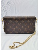 LOUIS VUITTON FELICIE POCHETTE MONOGRAM CANVAS WITH MAROON INNER FLAP CHAIN SHOULDER BAG -FULL SET-