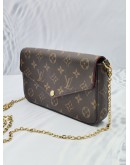 LOUIS VUITTON FELICIE POCHETTE MONOGRAM CANVAS WITH MAROON INNER FLAP CHAIN SHOULDER BAG -FULL SET-