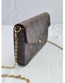 LOUIS VUITTON FELICIE POCHETTE MONOGRAM CANVAS WITH MAROON INNER FLAP CHAIN SHOULDER BAG -FULL SET-