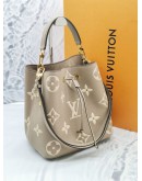 2022 MICROCHIP LOUIS VUITTON MONOGRAM EMPREINTE LEATHER NEONOE MM BICOLOR TOURTERELLE CREME GOLD HARDWARE BUCKET BAG -FULL SET-