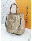 2022 MICROCHIP LOUIS VUITTON MONOGRAM EMPREINTE LEATHER NEONOE MM BICOLOR TOURTERELLE CREME GOLD HARDWARE BUCKET BAG -FULL SET-