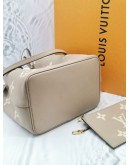 2022 MICROCHIP LOUIS VUITTON MONOGRAM EMPREINTE LEATHER NEONOE MM BICOLOR TOURTERELLE CREME GOLD HARDWARE BUCKET BAG -FULL SET-