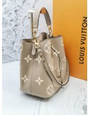 2022 MICROCHIP LOUIS VUITTON MONOGRAM EMPREINTE LEATHER NEONOE MM BICOLOR TOURTERELLE CREME GOLD HARDWARE BUCKET BAG -FULL SET-