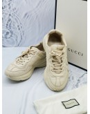 GUCCI RYTHON OFF WHITE LEATHER SNEAKERS SIZE 10 -FULL SET-