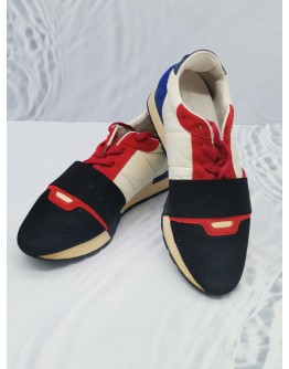 BALENCIAGA RACE RUNNER WHITE / RED / BLUE SNEAKERS SIZE 40