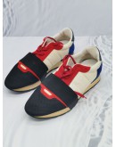 BALENCIAGA RACE RUNNER WHITE / RED / BLUE SNEAKERS SIZE 40