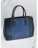 PRADA B2274C BALTICO/BLUE SAFFIANO LUX LEATHER MEDIUM DOUBLE ZIP TOTE HANDLE BAG 