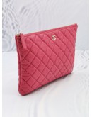 CHANEL O CASE MEDIUM CLUTCH WITH PINK CAVIAR LEATHER