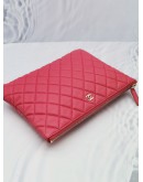 CHANEL O CASE MEDIUM CLUTCH WITH PINK CAVIAR LEATHER