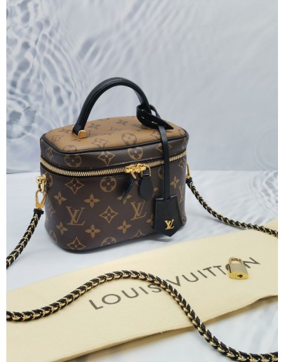 LOUIS VUITTON M45165 VANITY PM BROWN MONOGRAM REVERSE CANVAS WITH STRAP