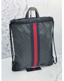GUCCI OPHIDIA GG CANVAS / LEATHER BLACK BLUE TOP HANDLE CLOTH BACKPACK