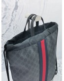 GUCCI OPHIDIA GG CANVAS / LEATHER BLACK BLUE TOP HANDLE CLOTH BACKPACK