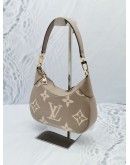 LOUIS VUITTON MONOGRAM EMPREINTE LEATHER BAGATELLE BICOLOR IN TOURTERELLE GREY / CREME BEIGE