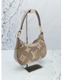 LOUIS VUITTON MONOGRAM EMPREINTE LEATHER BAGATELLE BICOLOR IN TOURTERELLE GREY / CREME BEIGE