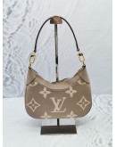 LOUIS VUITTON MONOGRAM EMPREINTE LEATHER BAGATELLE BICOLOR IN TOURTERELLE GREY / CREME BEIGE