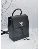 LOUIS VUITTON LOCKME BACKPACK IN BLACK CALFSKIN LEATHER SILVER HARDWARE 