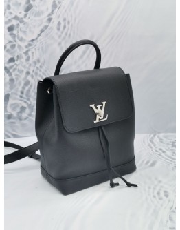 LOUIS VUITTON LOCKME BACKPACK IN BLACK CALFSKIN LEATHER SILVER HARDWARE 