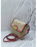 COACH WRISTLET KRISTIN BEIGE SIGNATURE CANVAS PINK LEATHER BAG