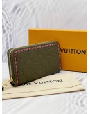 (UNUSED) LOUIS VUITTON LIMITED EDITION KHAKI GREEN EMBOSSED MONOGRAM EMPREINTE LEATHER LONG ZIPPY WALLET -FULL SET-