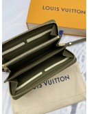 (UNUSED) LOUIS VUITTON LIMITED EDITION KHAKI GREEN EMBOSSED MONOGRAM EMPREINTE LEATHER LONG ZIPPY WALLET -FULL SET-