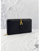 YSL YVES SAINT LAURENT Y LOGO BLACK CALFSKIN LEATHER LONG ZIPPY WALLET