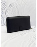 YSL YVES SAINT LAURENT Y LOGO BLACK CALFSKIN LEATHER LONG ZIPPY WALLET