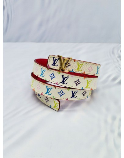 LOUIS VUITTON 20MM WHITE MONOGRAM MULTICOLOR BELT