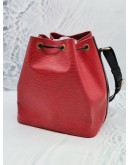 LOUIS VUITTON RED EPI LEATHER BUCKET SHOULDER BAG IN GOLD HARDWARE