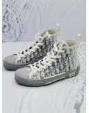 CHRISTIAN DIOR B23 HIGH-TOP SNEAKERS IN WHITE AND NAVY BLUE DIOR OBLIQUE CANVAS SIZE 42