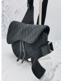 CHRISTIAN DIOR SADDLE IN DARK GREY OBLIQUE CANVAS CROSSBODY BAG