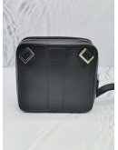 VERSACE SMALL BLACK LEATHER CROSSBODY BAG SILVER HARDWARE WITH STRAP