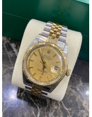 ROLEX OYSTER PERPETUAL DATEJUST HALF 750 YELLOW GOLD REF 1601 36MM AUTOMATIC WATCH