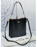 COACH MOLLIE BUCKET SHOULDER BAG IN BLACK LEATHER GOLD HARDWARE WITH ADJUSTABLE STRAP