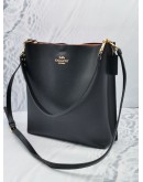 COACH MOLLIE BUCKET SHOULDER BAG IN BLACK LEATHER GOLD HARDWARE WITH ADJUSTABLE STRAP