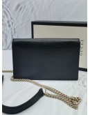 GUCCI INTERLOCKING WALLET ON CHAIN CROSSBODY BLACK LEATHER GOLD HARDWRAE CHAIN BAG